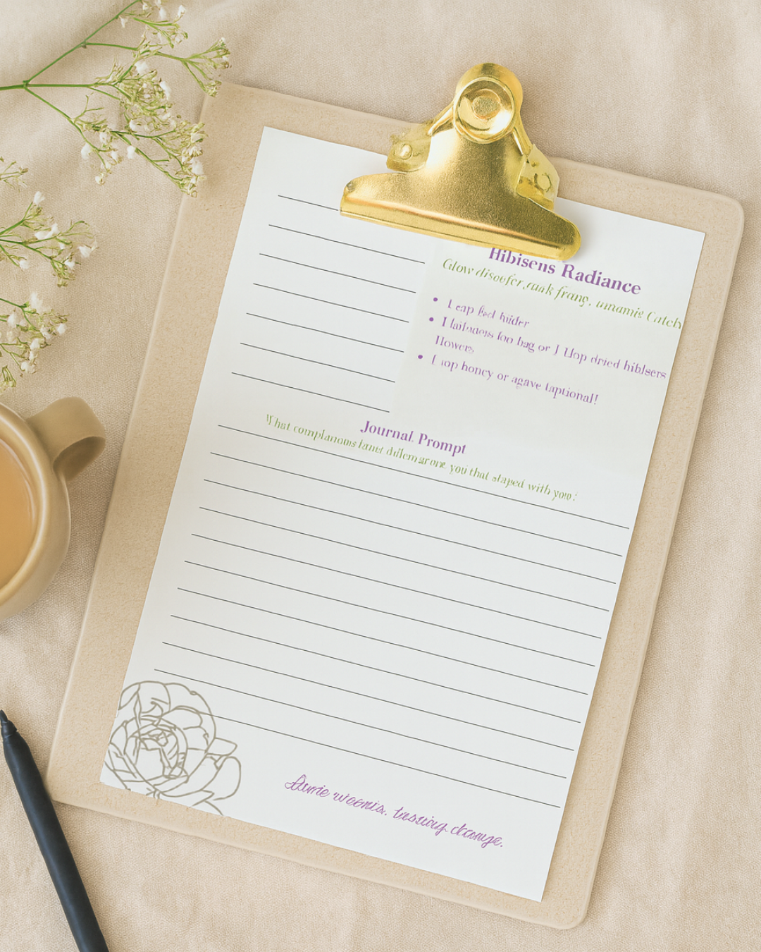 Digital Self-Care & Reflection Journal Sips & Scribbles Guided Journal