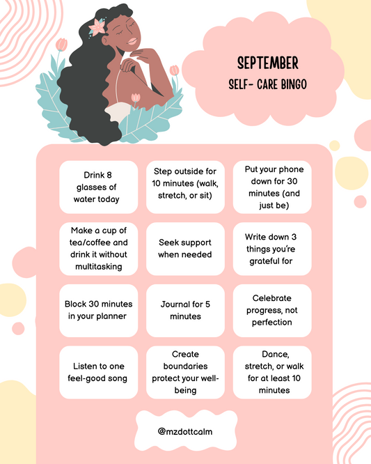 September Self-Care Bingo Card